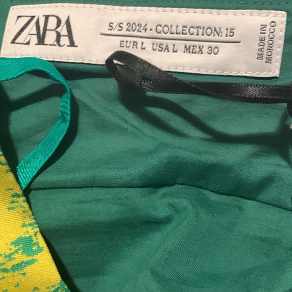 NWT-  Zara Festive green and yellow Maxi dress with beads - Picture 8 of 10